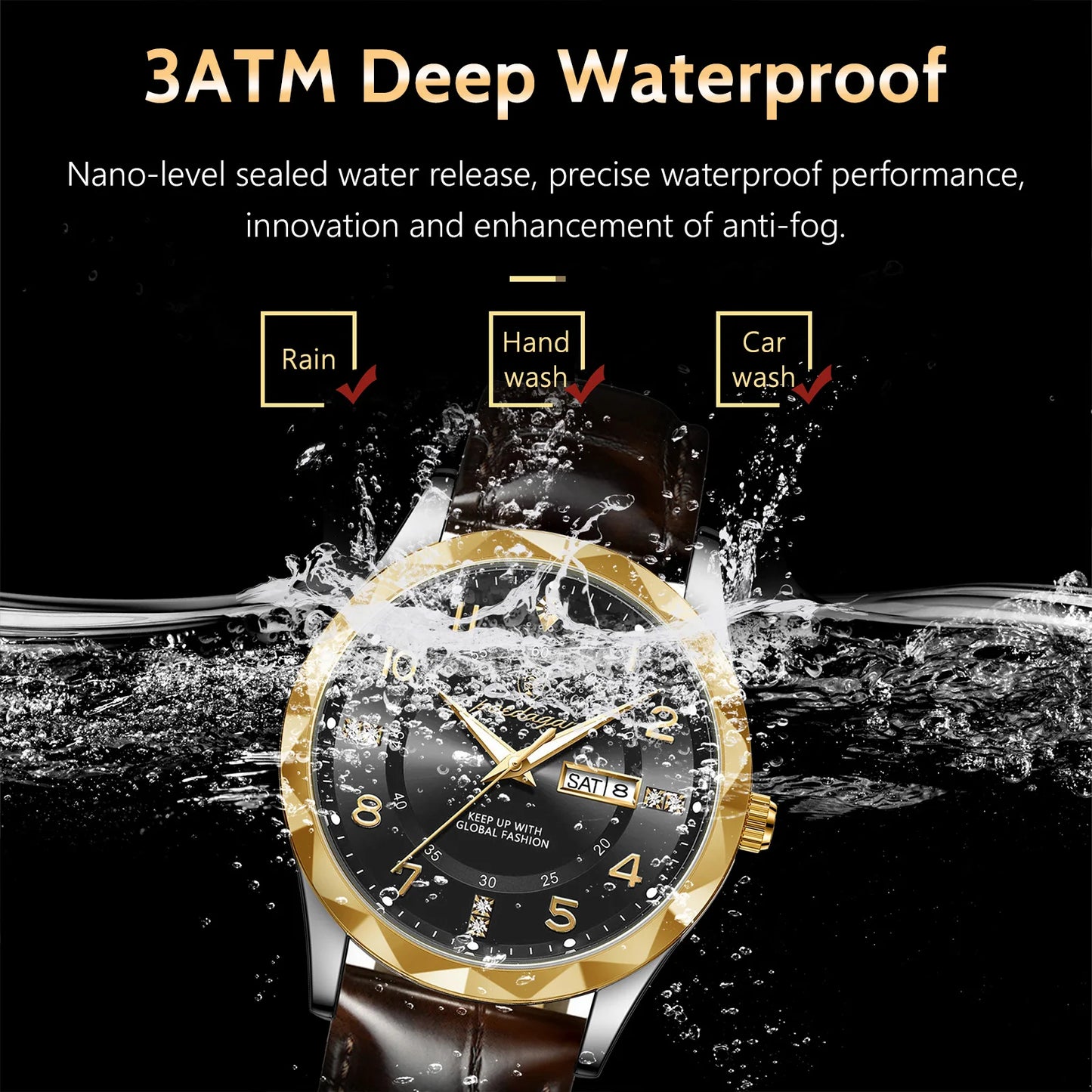 POEDAGAR Luxury High Quality Watches for Men Sport Quartz Leather Man Watch