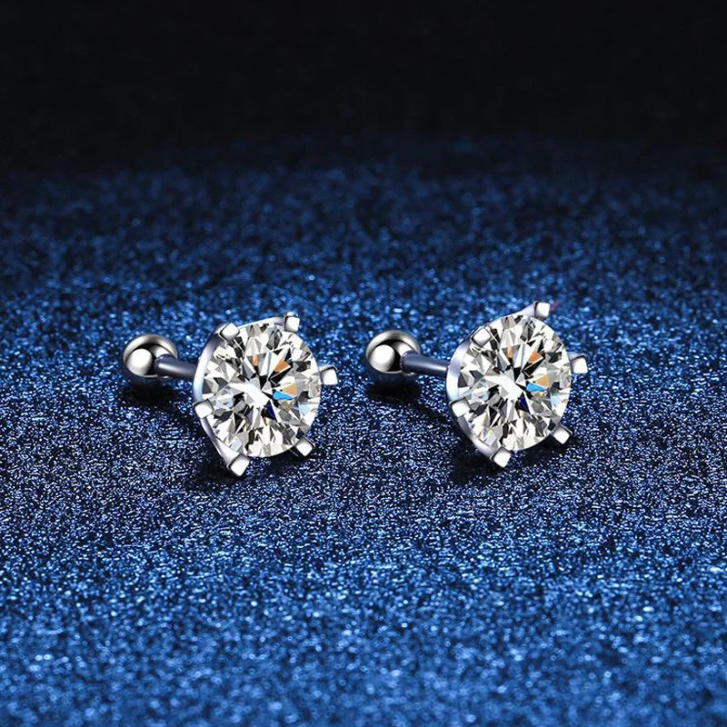 Moissanite Stud Earring - D Color 925 Sterling Silver for Women