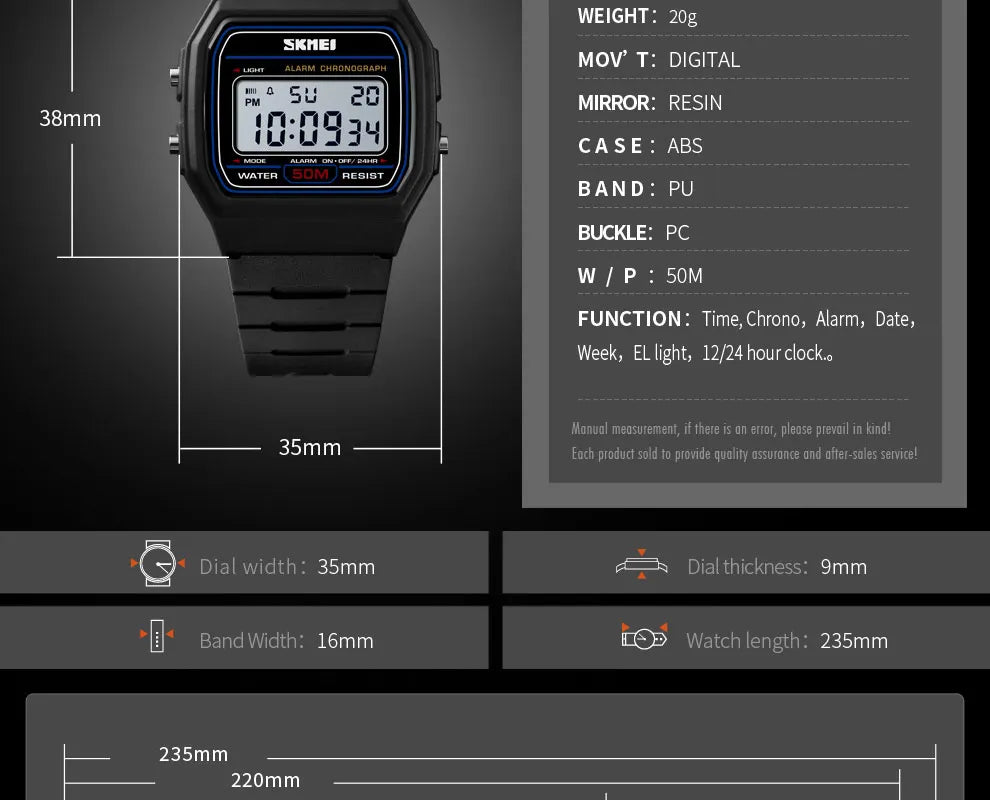 SKIMEI Women's Digital Watch Waterproof Sports Timepiece