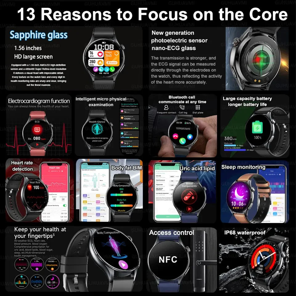 2025 Clinical Grade Laser Therapy Smartwatch - Blood Pressure Heart Rate Monitor