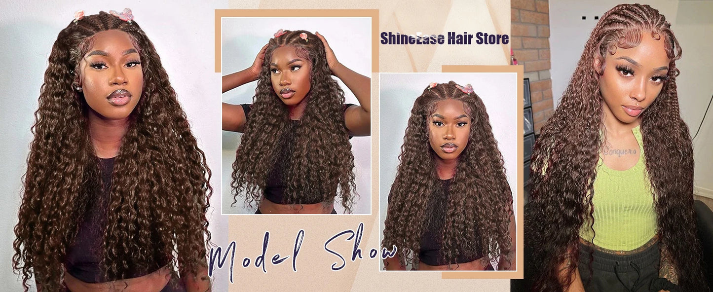 Chocolate Brown Deep Wave Lace Front Wig- 13x6 Frontal & 4x4 Closure 20-40 Inch