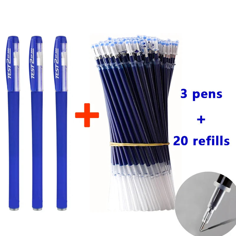 Glen Pens Set - Black Blue Red Refill Bullet Tip 0.5mm Smooth Writing Pens