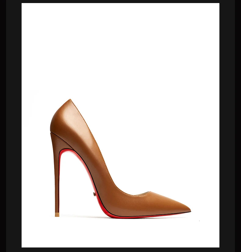 Heels for Ladies New Luxury Designer White Matte 12 cm High Heels Red Bottoms Pointed Toe Pumps Elegant Women Party Prom Shoes