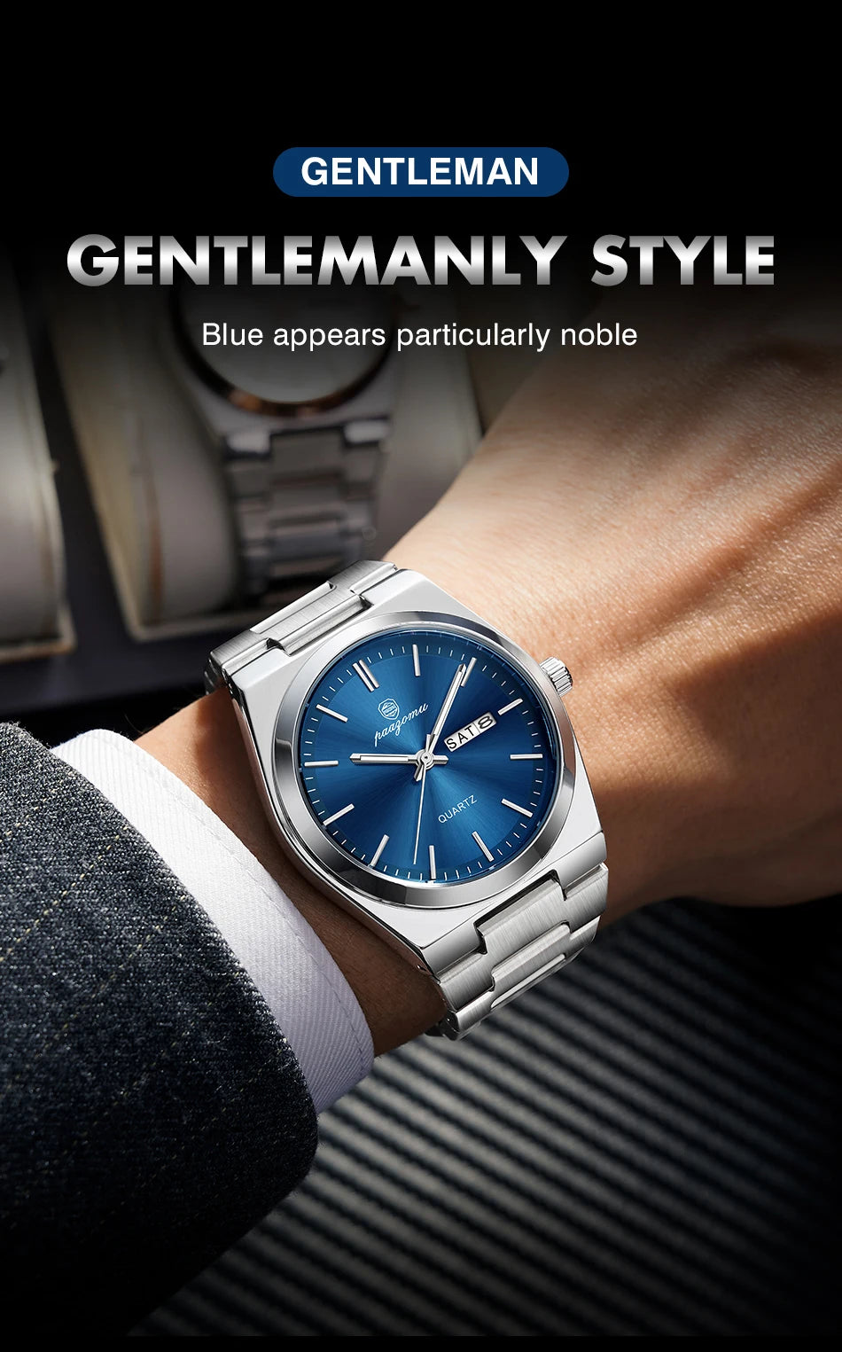 PAAZOMU Luxury Quartz Men's Watch Sport Waterproof Wristwatch