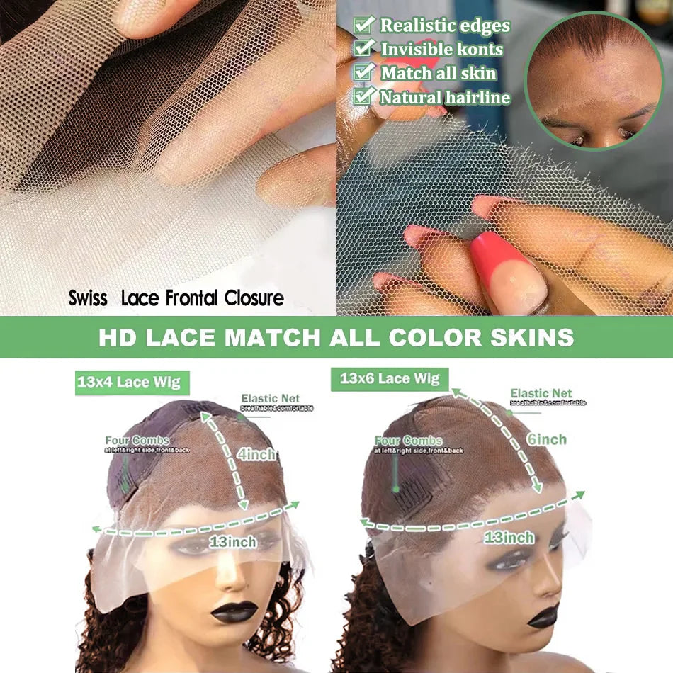 Chocolate Brown Deep Wave Lace Front Wig- 13x6 Frontal & 4x4 Closure 20-40 Inch