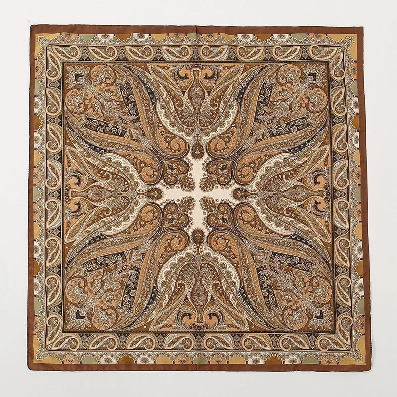 Bohemian Luxury Silk Square Scarf for Women Designer Print Shawl & Versatile Wrap