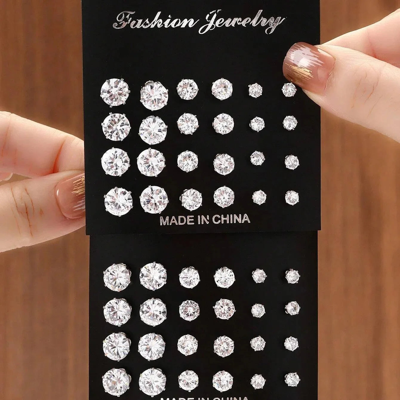 12-Pair Luxurious Shiny Zirconia Stud Earrings Set for Women