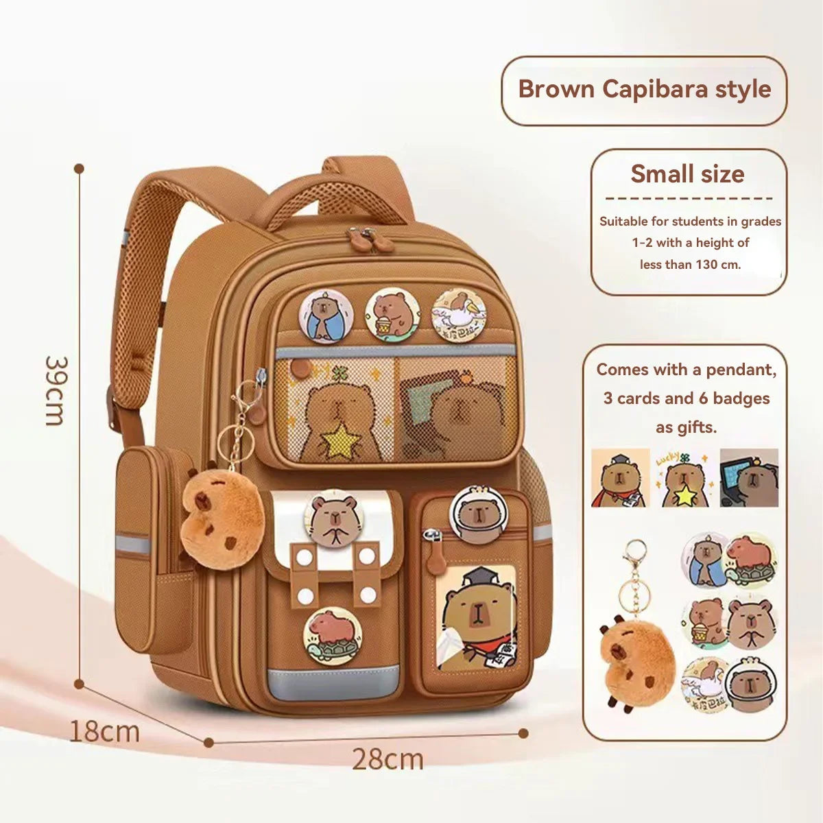Capybara School Bag -Waterproof Backpack for Kids & Students