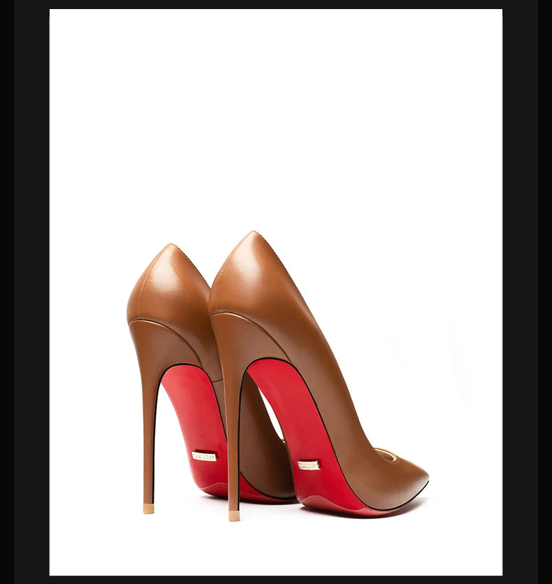 Heels for Ladies New Luxury Designer White Matte 12 cm High Heels Red Bottoms Pointed Toe Pumps Elegant Women Party Prom Shoes