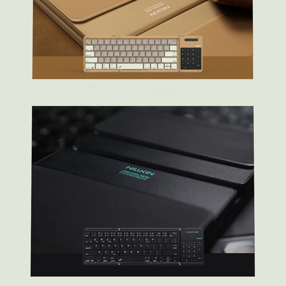 NILLKIN Foldable Bluetooth Keyboard with Touchpad - Rechargeable Wireless for iOS Android Windows
