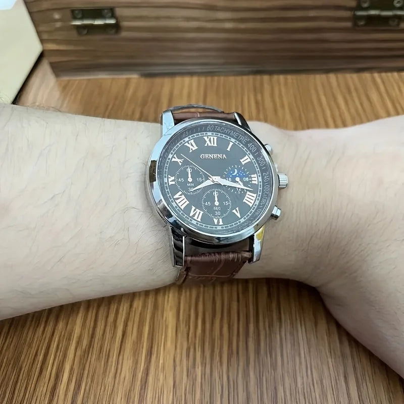 Men's Luxury Geneva Quartz Watch - Fashion Belt Strap, Business & Sport Style