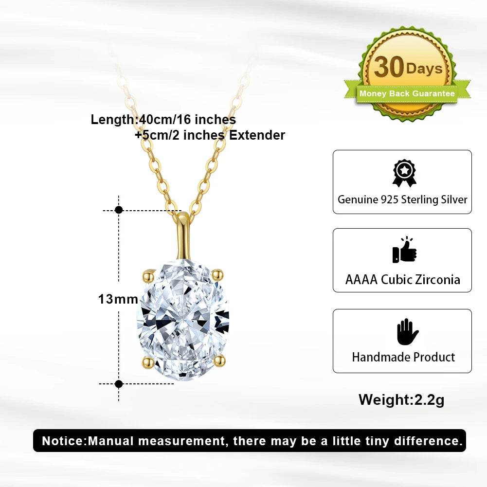 925 Sterling Silver Princess Cut Solitaire Necklace Cubic Zirconia Pendant