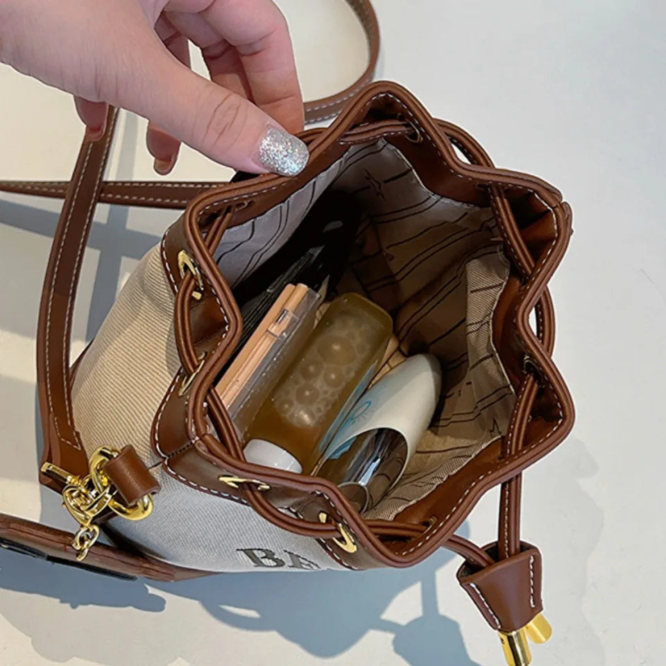 Luxury Drawstring Bucket Bag Large Capacity Women's Crossbody Shoulder Bag