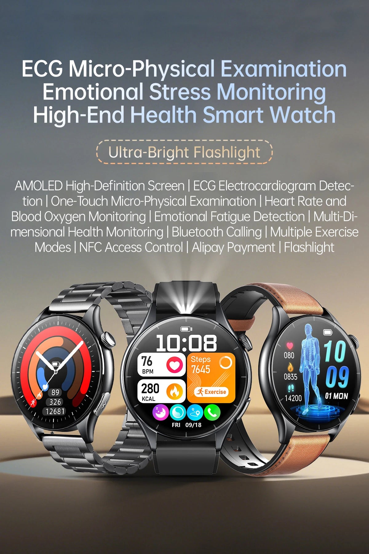 2025 Clinical Grade Laser Therapy Smartwatch - Blood Pressure Heart Rate Monitor