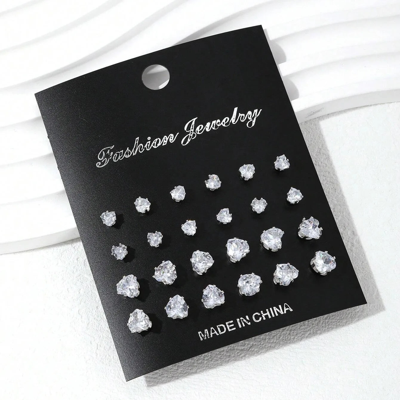 12-Pair Luxurious Shiny Zirconia Stud Earrings Set for Women
