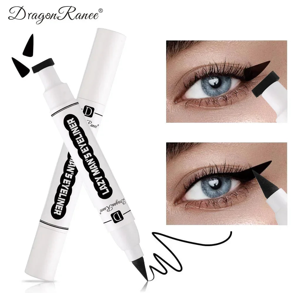 2 In1 Liquid Glitter Eyeliner Stamp Thin Seal Makeup Black Red Green Fast Dry Eye Liner Pencil 7 Color Blue Brown Smoky Eyes