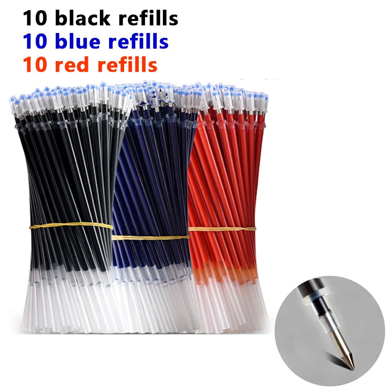 Glen Pens Set - Black Blue Red Refill Bullet Tip 0.5mm Smooth Writing Pens