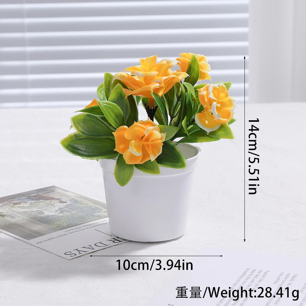 Artificial Bonsai with Faux Flowers Potted Fake Plant for Home, Wadding & Housewarmings Decor