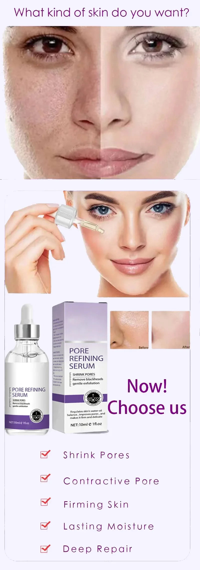 Skin Texture & Pore Refining Facial Serum - Resurfacing & Brightening Product