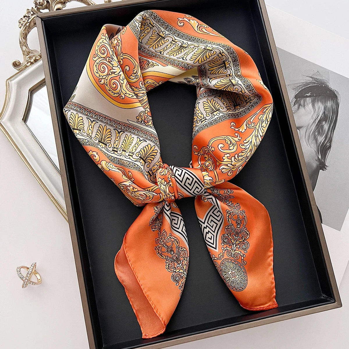 Luxury Silk Feeling Neckerchief for Women Designer Style Neck Wrap & Hair Accessory