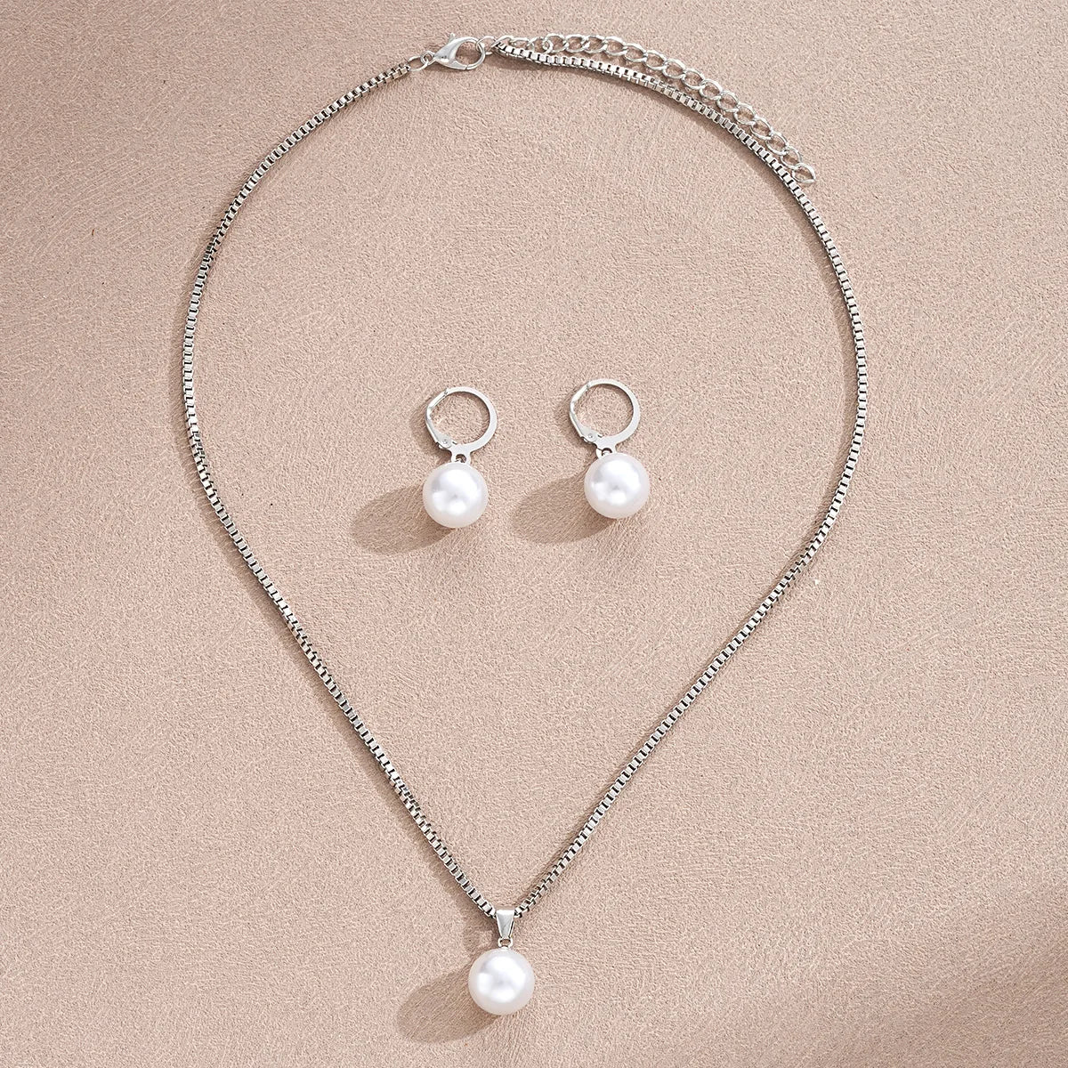 Pearl Pendant Necklace Set for Women - 3 Pcs Rhinestone Earring & Necklace Jewelry Gift Set