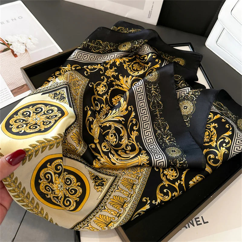 Luxury Silk Feeling Neckerchief for Women Designer Style Neck Wrap & Hair Accessory