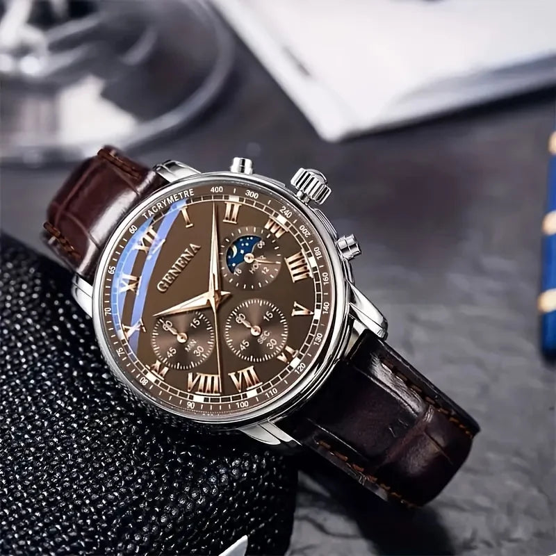 Men's Luxury Geneva Quartz Watch - Fashion Belt Strap, Business & Sport Style
