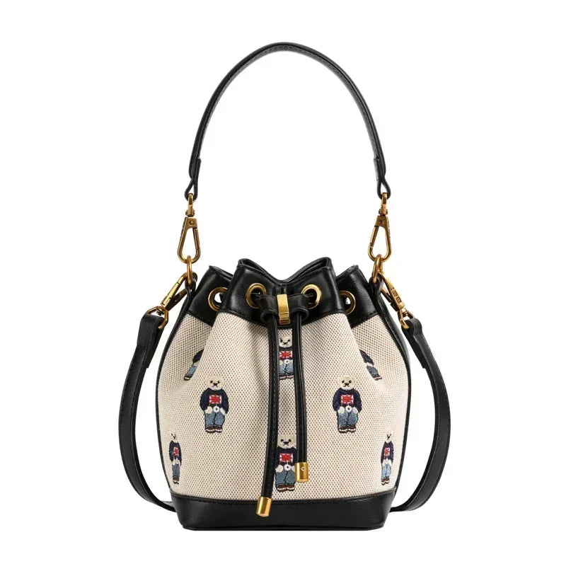 Luxury Drawstring Bucket Bag Large Capacity Women's Crossbody Shoulder Bag