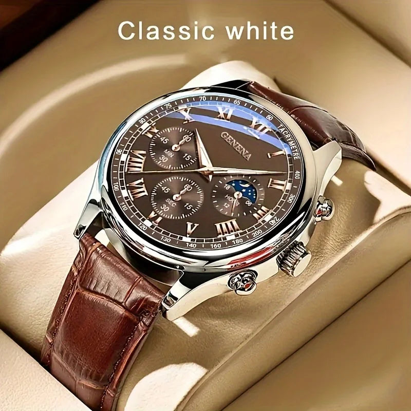 Men's Luxury Geneva Quartz Watch - Fashion Belt Strap, Business & Sport Style