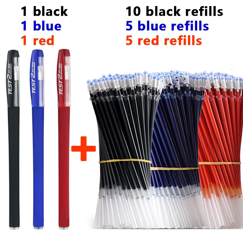 Glen Pens Set - Black Blue Red Refill Bullet Tip 0.5mm Smooth Writing Pens