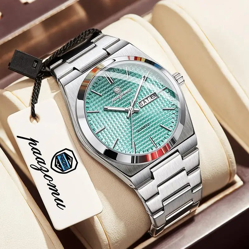PAAZOMU Luxury Men's Chronograph Watch - Luminous, Waterproof, Dat Display