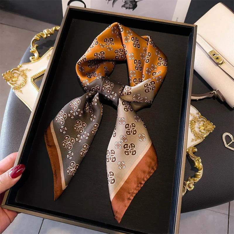 Luxury Silk Feeling Neckerchief for Women Designer Style Neck Wrap & Hair Accessory