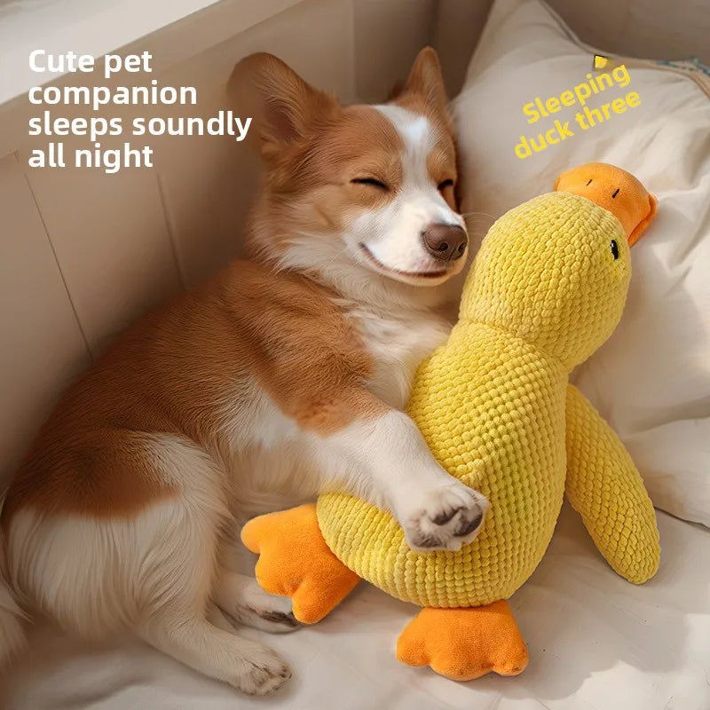 Claiming Duck Squeaky Plush Dog Toy- Soft Sleep Aid Companion Toy for Puppies & Dogs