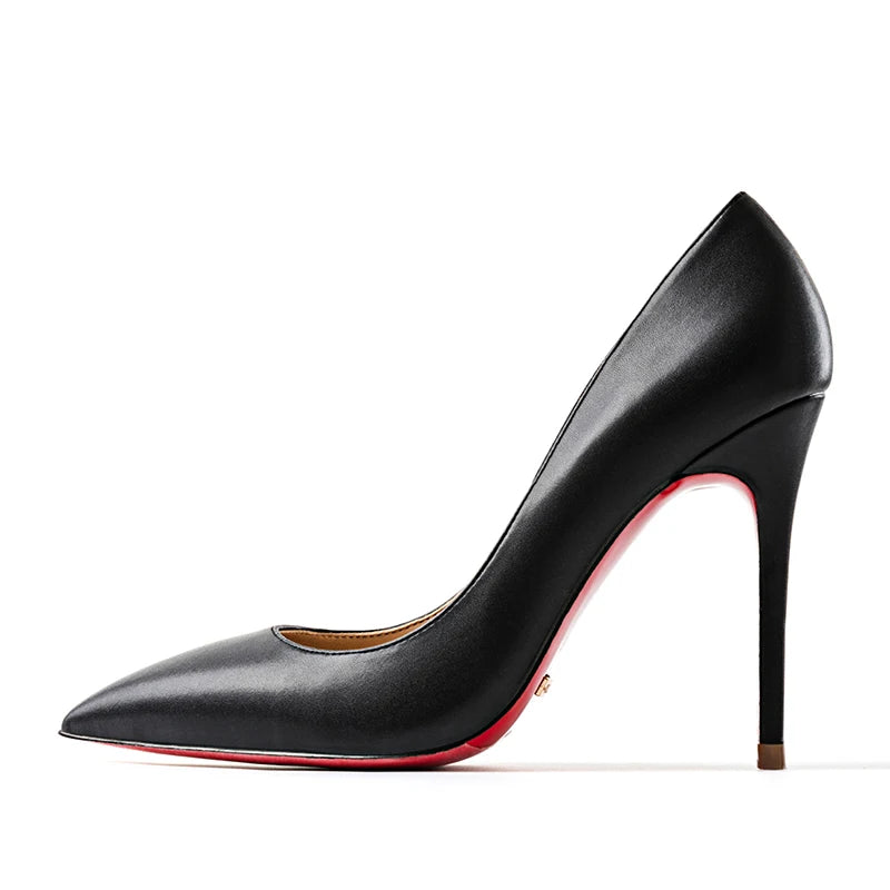 Heels for Ladies New Luxury Designer White Matte 12 cm High Heels Red Bottoms Pointed Toe Pumps Elegant Women Party Prom Shoes