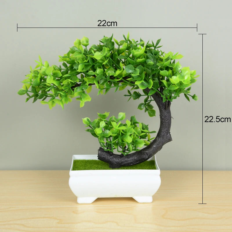 Artificial Bonsai Tree with Flower-Fake Potted Plant for Home Room & Garden Decoration