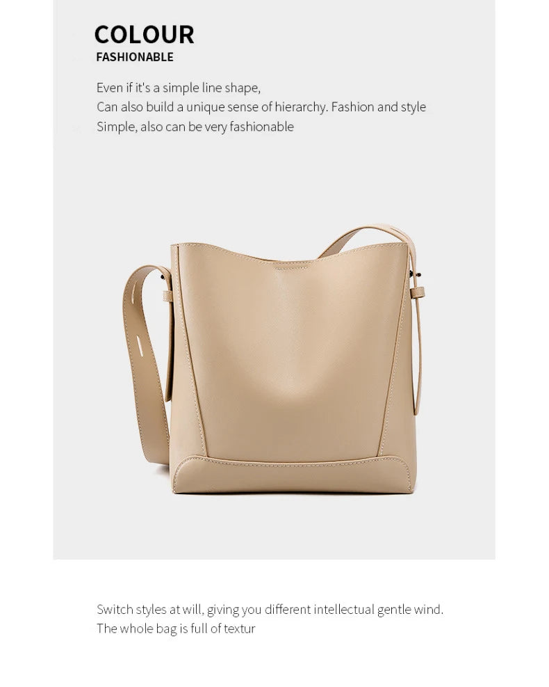 2025 Genuine Leather Buket Bag - Designer Crossbody Shoulder Bag for Women