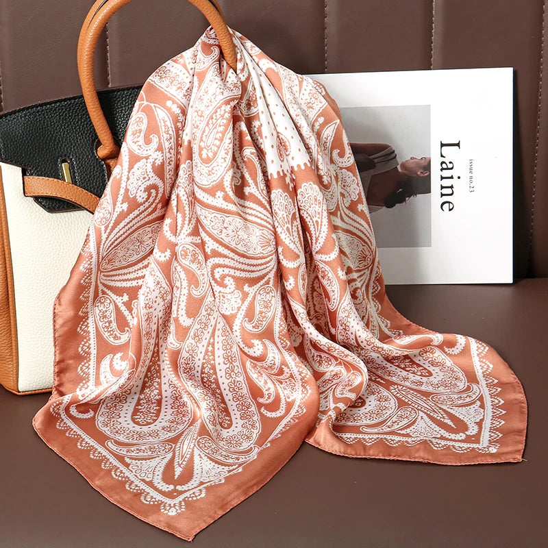 Bohemian Luxury Silk Square Scarf for Women Designer Print Shawl & Versatile Wrap