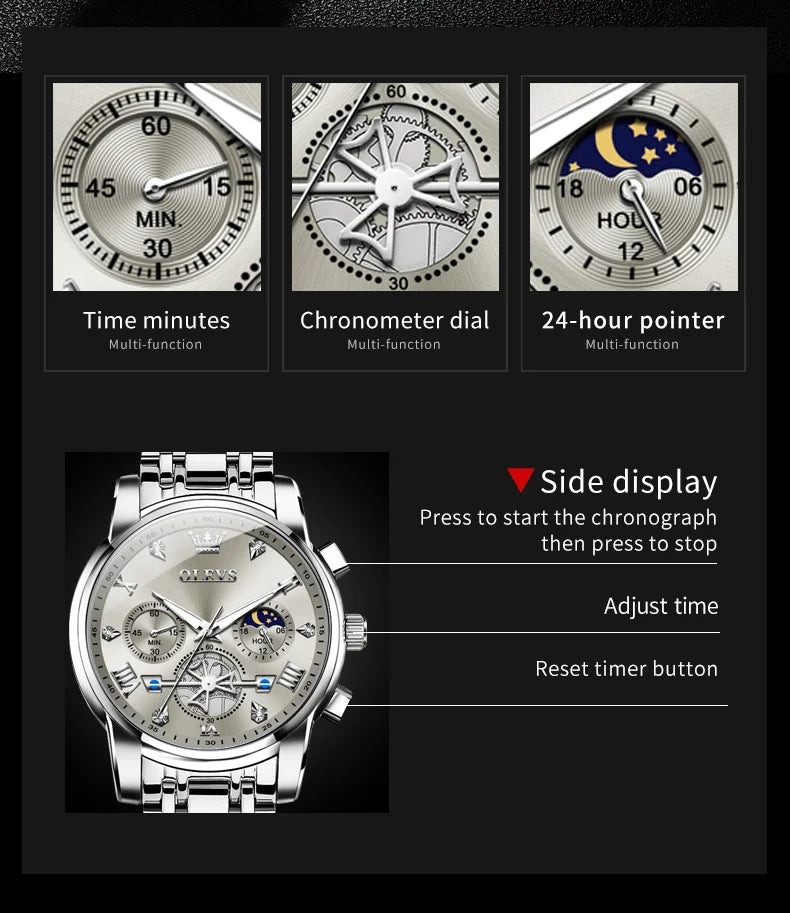 OLEVS Men's Classic Multifunctional Flywheel Automatic Watch -elegant & Precise