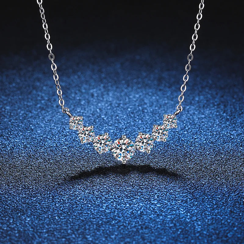 Moissanite Diamond Necklace 925 Sterling Silver 18K white Gold-Plated Wedding Fine Jewelry with Certificate
