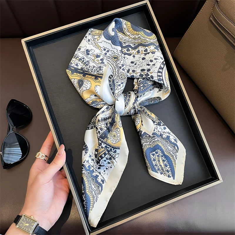 Bohemian Luxury Silk Square Scarf for Women Designer Print Shawl & Versatile Wrap