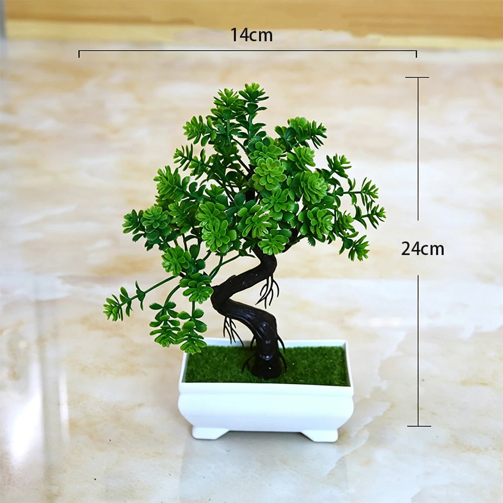 Artificial Bonsai with Faux Flowers Potted Fake Plant for Home, Wadding & Housewarmings Decor