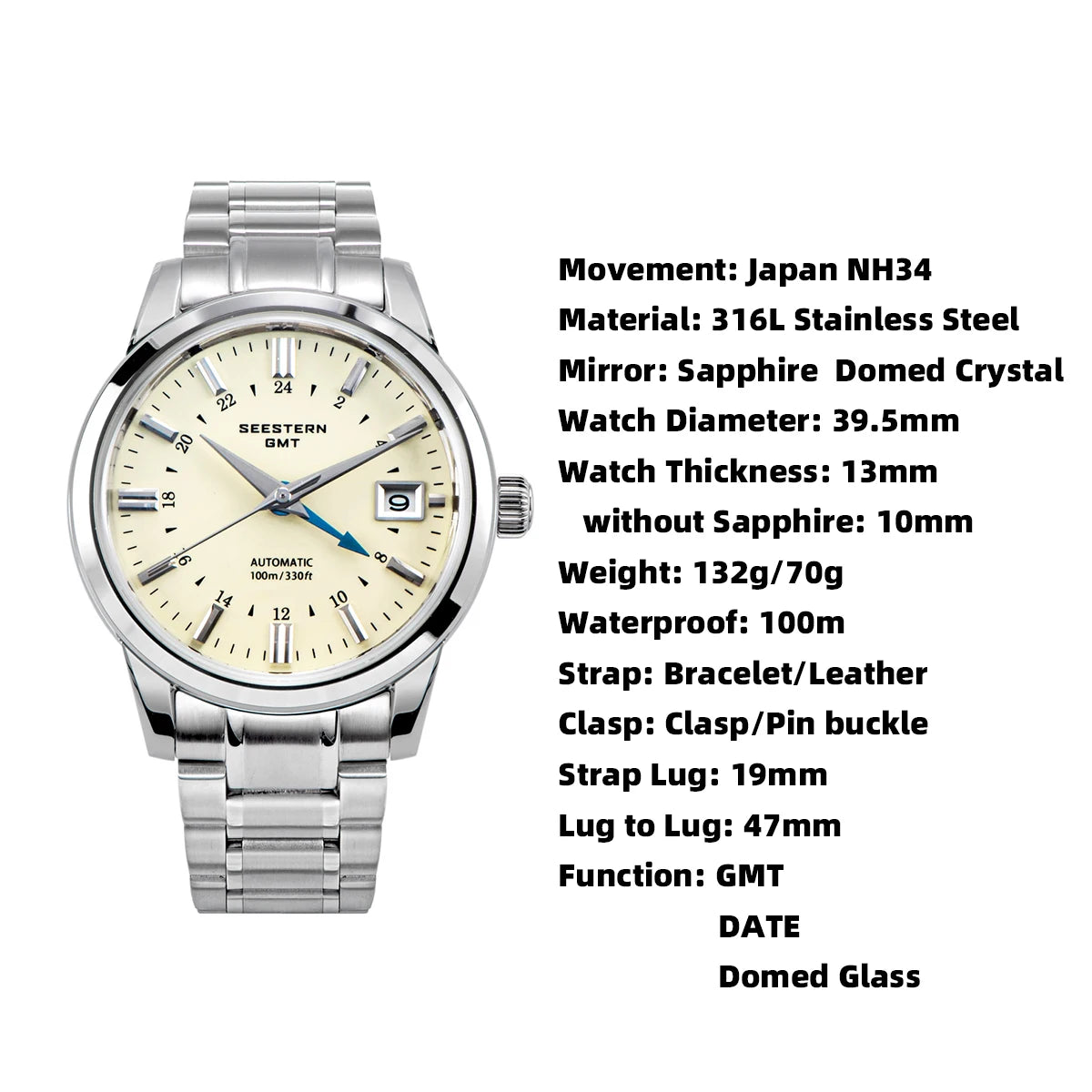 SEESTERN GMT Men of Watch Automatic NH34 Movement