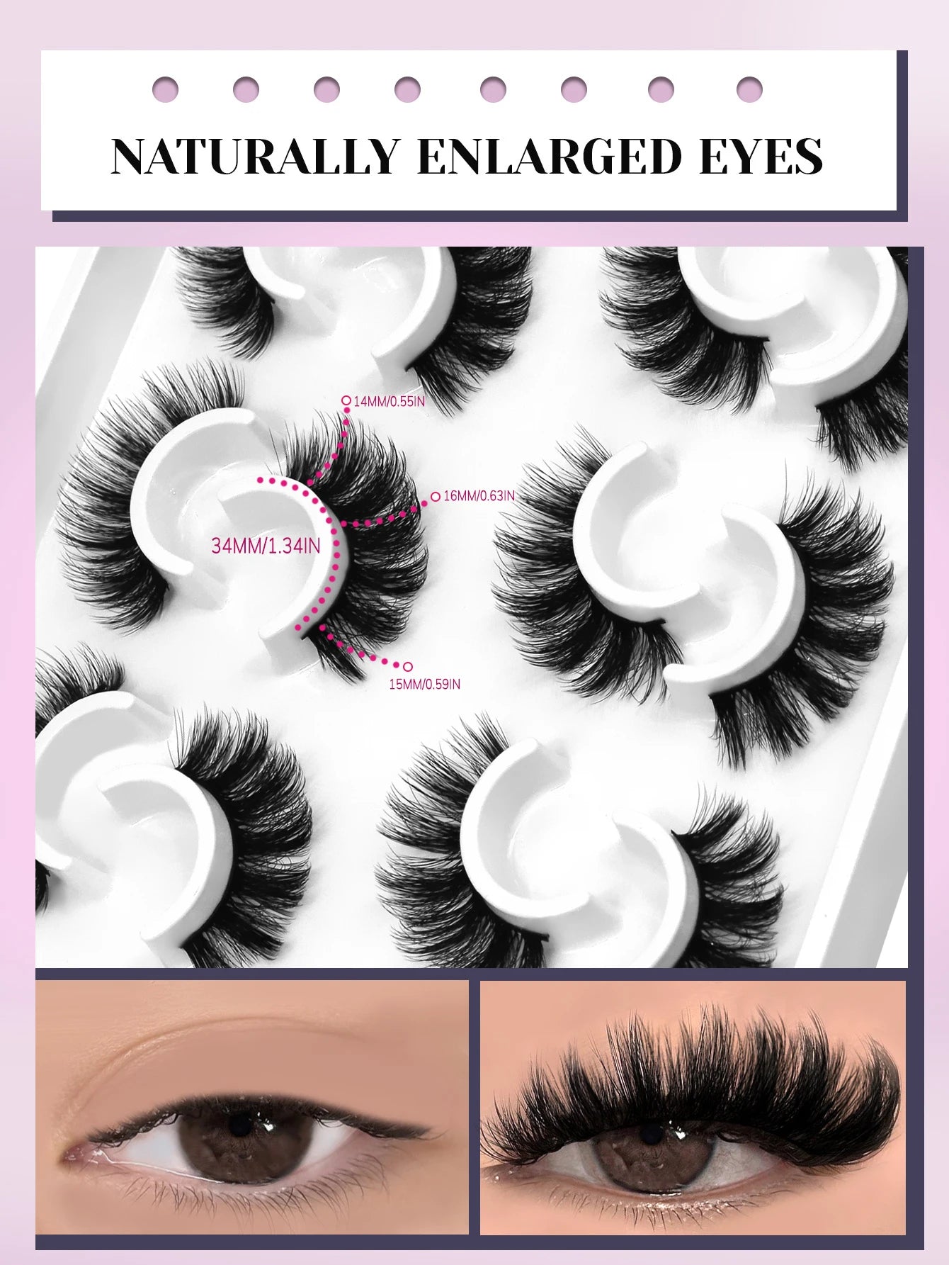 Velrinay 3D Mark Lashes soft Natural False Eyelashes Faux Mink Eyelash Extension
