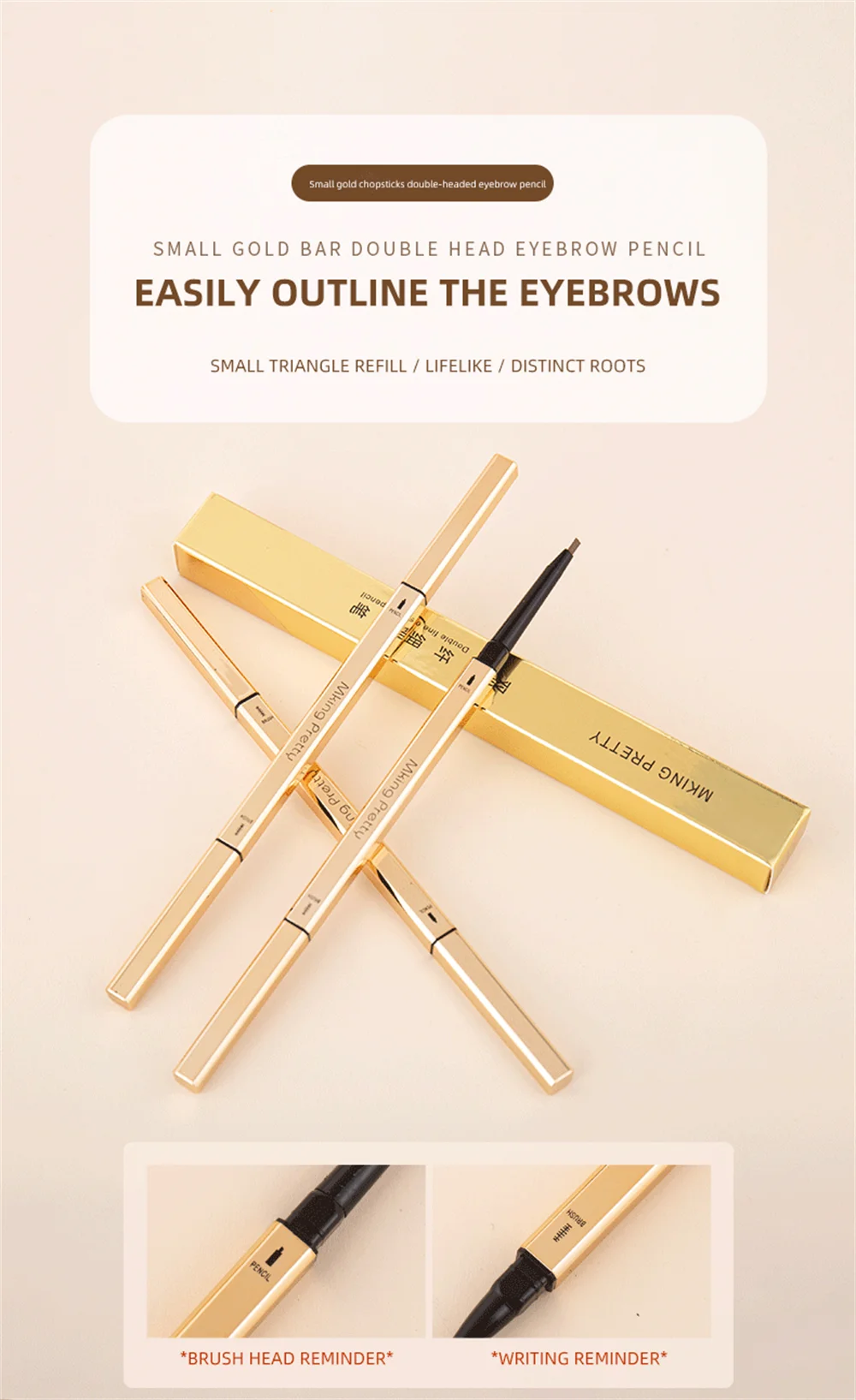 Waterproof Eyebrow Tattoo Pencil with Brush - Dark Coffee