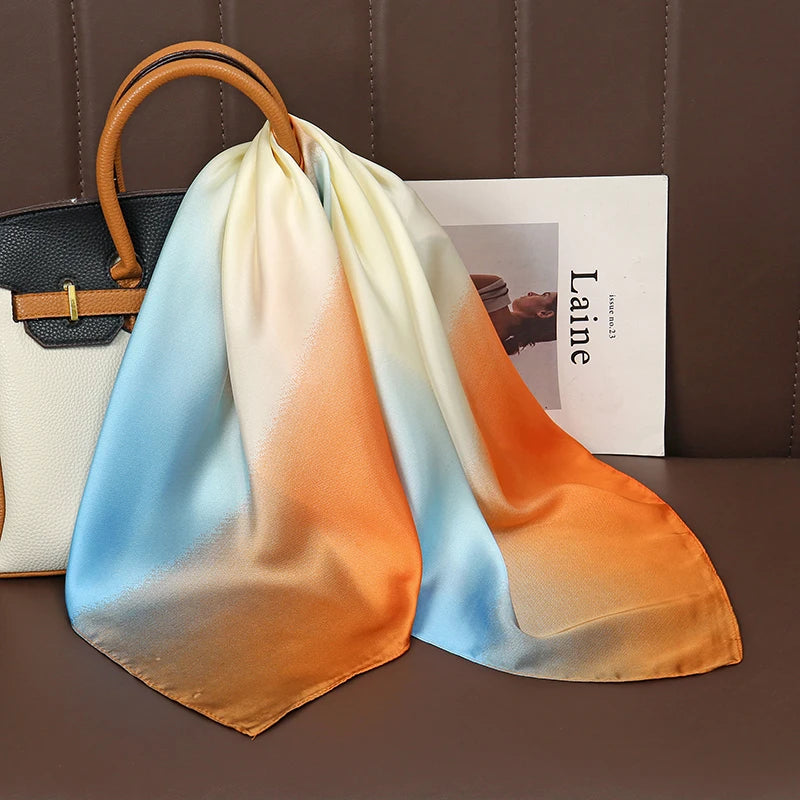 Luxury Print Satin Silk Square Scarf for Women Hijab Shawl & Elegant Wrap Accessory