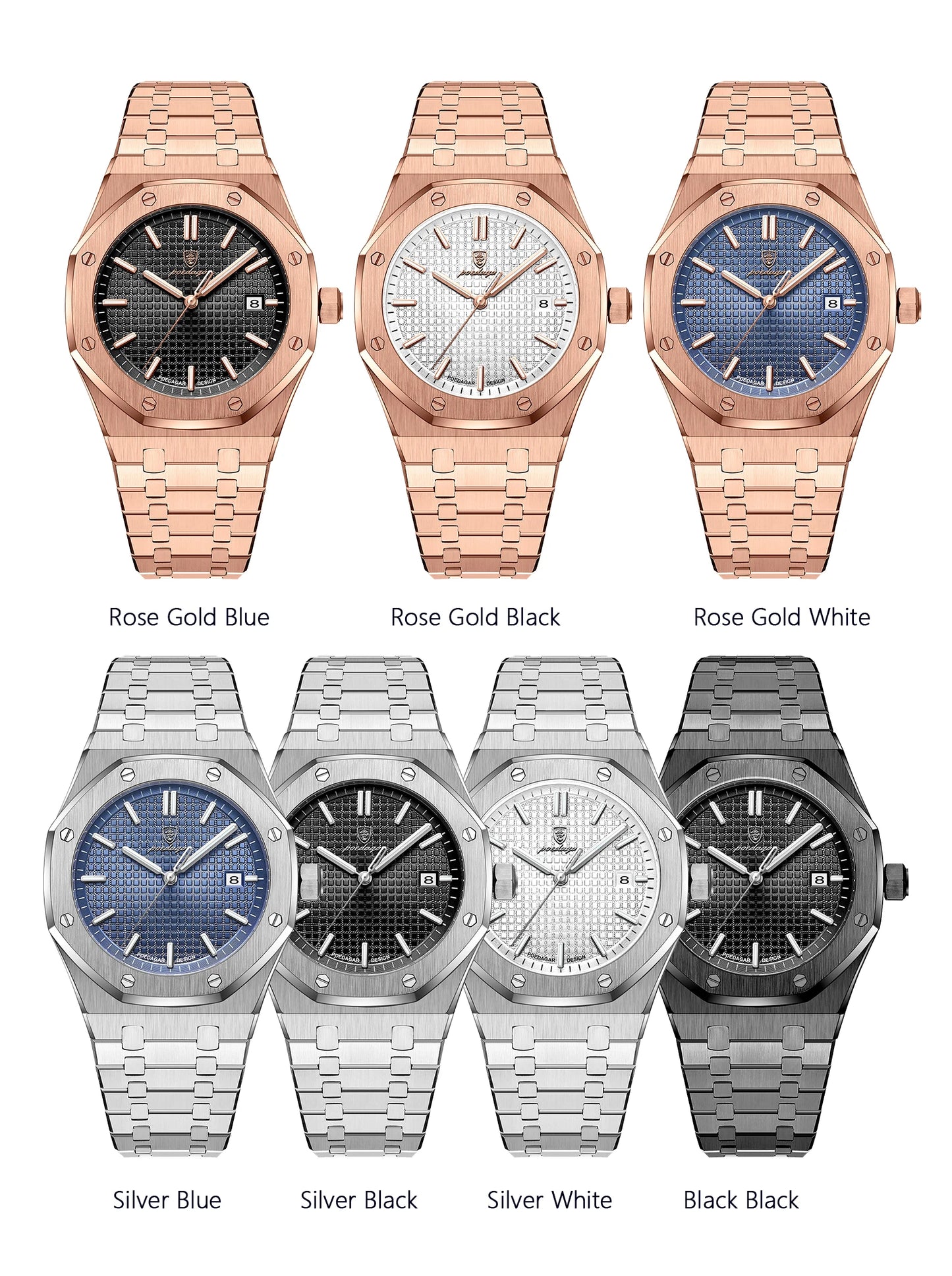 POEDAGAR Men's Luxury Watch -Luminous Waterproof Stainless Steel