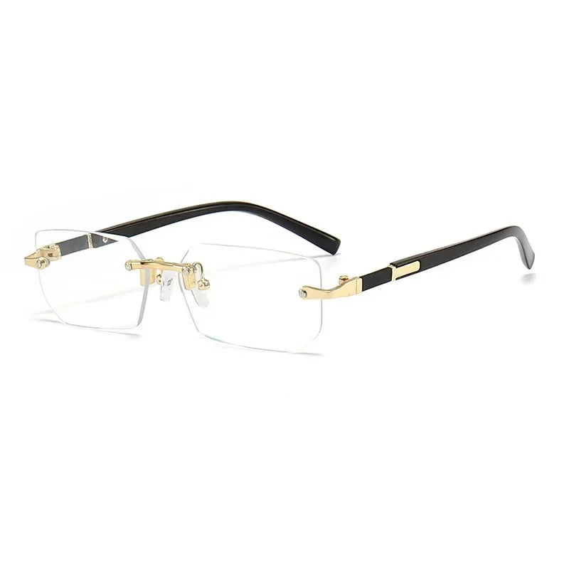 Rectangle Rimless Sunglasses Women Men - Small Square Trendy Shades UV400