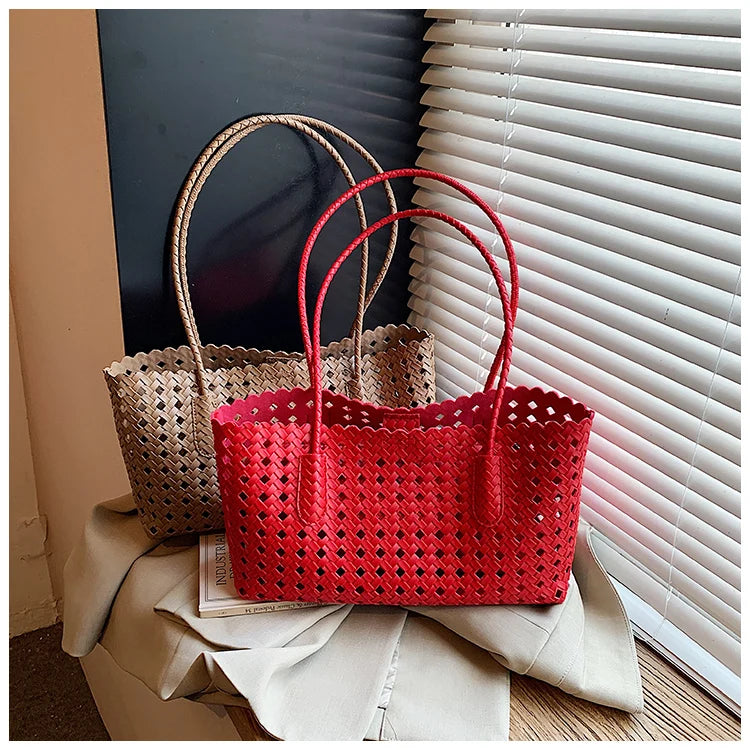 Women's Woven Shoulder Bag - Luxury Designer Tote Purse Handbag