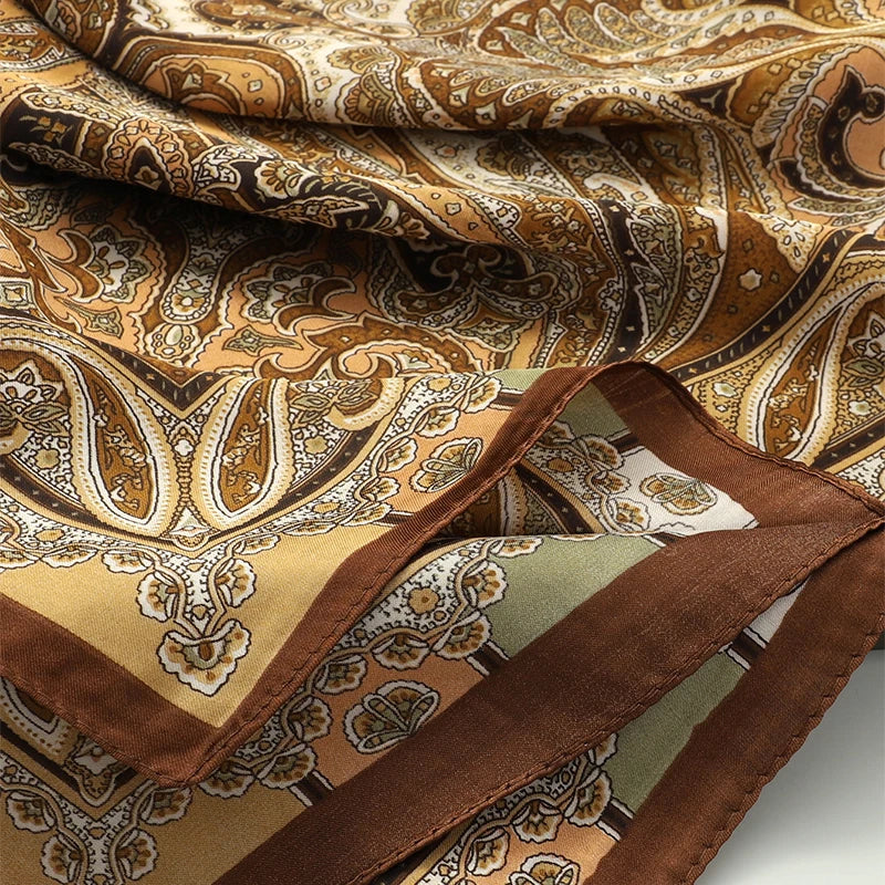 Bohemian Luxury Silk Square Scarf for Women Designer Print Shawl & Versatile Wrap