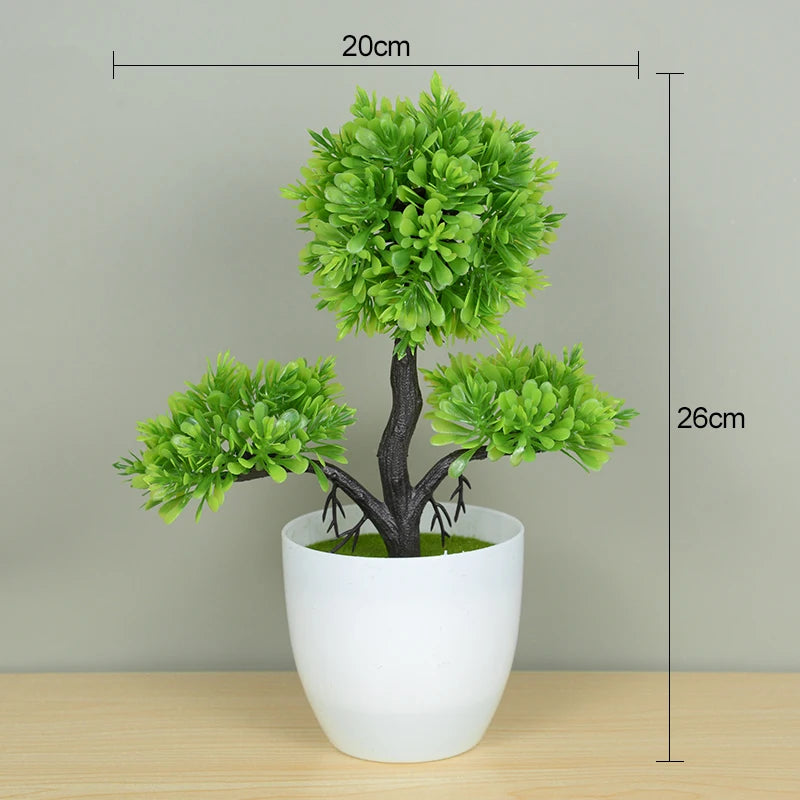 Artificial Bonsai Tree with Flower-Fake Potted Plant for Home Room & Garden Decoration